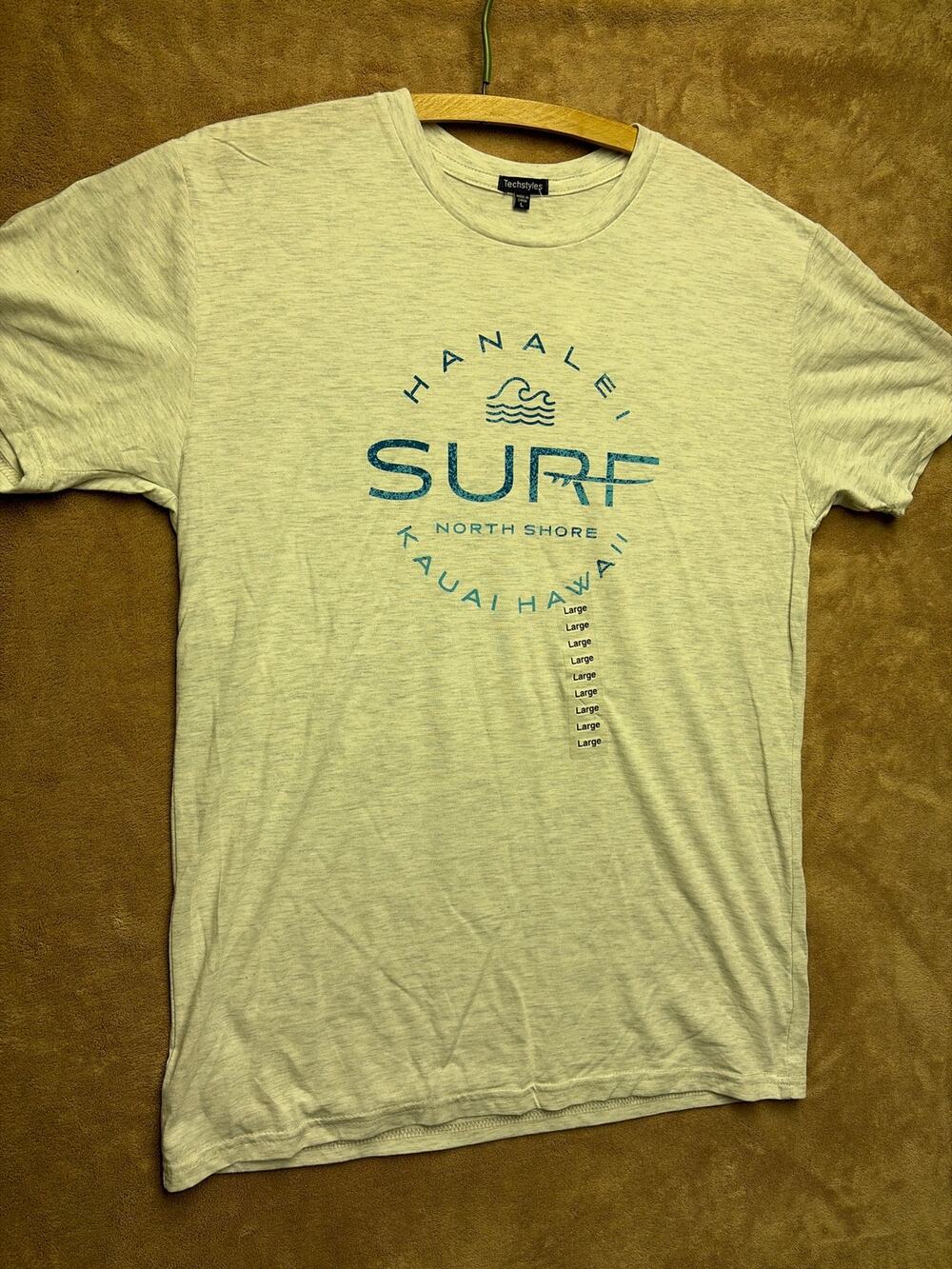 Hanalei Surf Co T Shirt Men's Size L North Shore Kauai Hawaii Graphic Tee Green